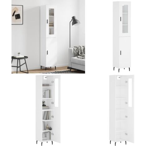 Credenza Bianca 34,5x34x180 cm in Legno Multistrato - Credenza bianca - Credenza moderna