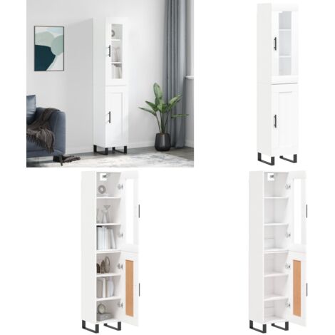 Credenza Bianca 34,5x34x180 cm in Legno Multistrato - Credenza bianca - Credenza moderna