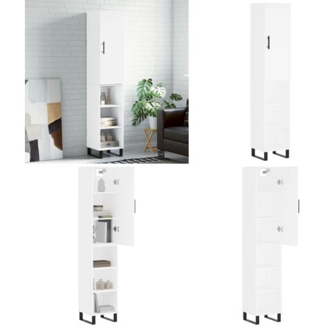 Credenza Bianca 34,5x34x180 cm in Legno Multistrato - Credenza bianca - Credenza moderna