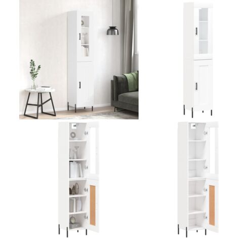 Credenza Bianca 34,5x34x180 cm in Legno Multistrato - Credenza bianca - Credenza moderna