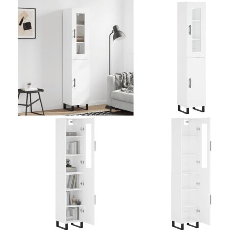 Credenza Bianca 34,5x34x180 cm in Legno Multistrato - Credenza bianca - Credenza moderna