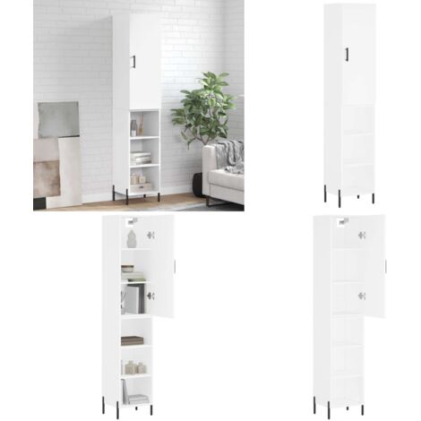 Credenza Bianca 34,5x34x180 cm in Legno Multistrato - Credenza bianca - Credenza moderna
