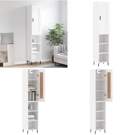 Credenza Bianca 34,5x34x180 cm in Legno Multistrato - Credenza moderna - Credenza in legno multistrato