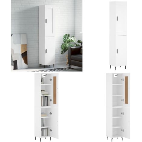 Credenza Bianca 34,5x34x180 cm in Legno Multistrato - Credenza moderna - Credenza in legno multistrato