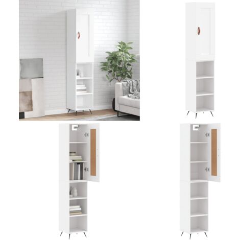 Credenza Bianca 34,5x34x180 cm in Legno Multistrato - Credenza moderna - Credenza in legno multistrato