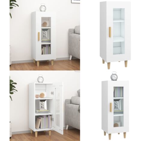 Credenza Bianca 34,5x34x90 cm in Legno Multistrato - Credenza bianca - Credenza con ante in vetro