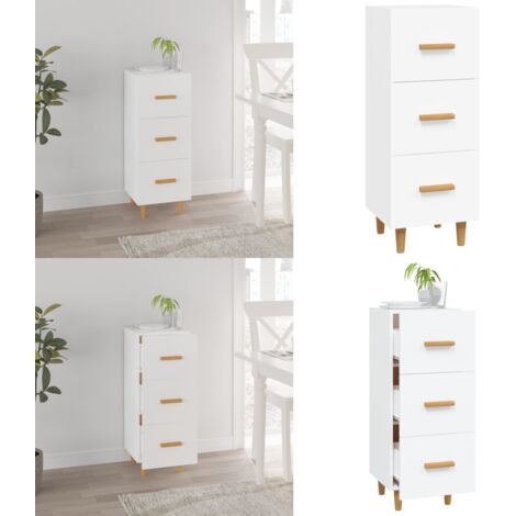 Credenza Bianca 34,5x34x90 cm in Legno Multistrato - Credenza bianca - Credenza in legno multistrato