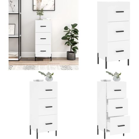 Credenza Bianca 34,5x34x90 cm in Legno Multistrato - Credenza moderna - Credenza in metallo