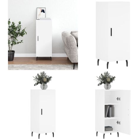 Credenza Bianca 34,5x34x90 cm in Legno Multistrato - Credenza moderna - Credenza in metallo