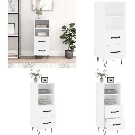Credenza Bianca 34,5x34x90 cm in Legno Multistrato - Credenza moderna - Credenza in metallo