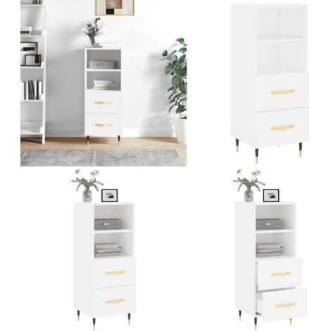 Credenza Bianca 34,5x34x90 cm in Legno Multistrato - Credenza moderna - Credenza in metallo