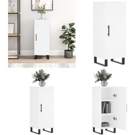 Credenza Bianca 34,5x34x90 cm in Legno Multistrato - Credenza moderna - Credenza in metallo
