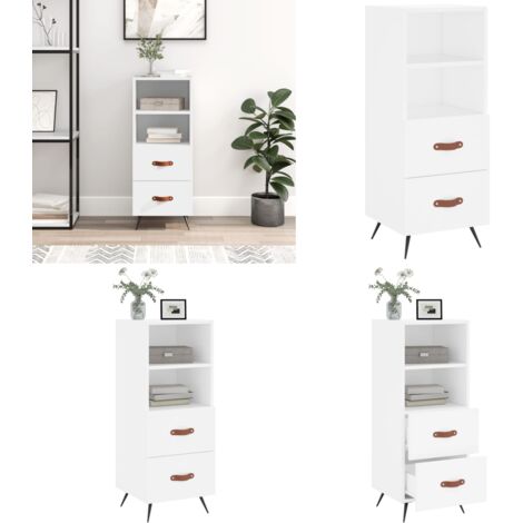 Credenza Bianca 34,5x34x90 cm in Legno Multistrato - Credenza moderna - Credenza in metallo