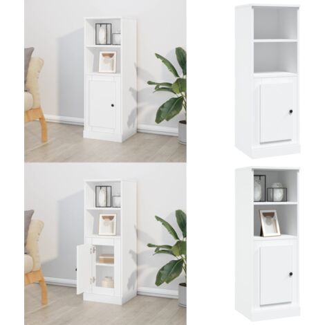 Credenza Bianca 36x35,5x103,5 cm in Legno Multistrato - Credenza moderna - Credenza in legno multistrato