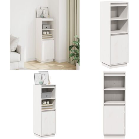 Credenza Bianca 37x34x110 cm in Legno Massello di Pino - Credenza in pino - Credenza bianca