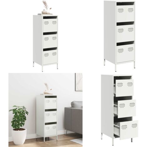 Credenza Bianca 39x35x103,5 cm in Acciaio - Credenza bianca - Credenza con cassetti