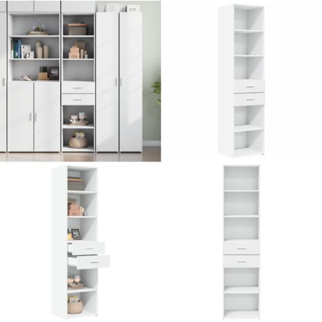 Credenza Bianca 45x42,5x185 cm in Legno Multistrato - Credenza moderna - Credenza bianca