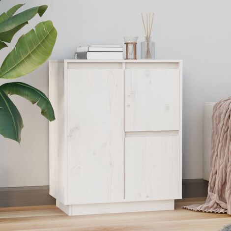 Credenza Bianca 60x34x75 cm in Legno Massello di Pino vidaXL