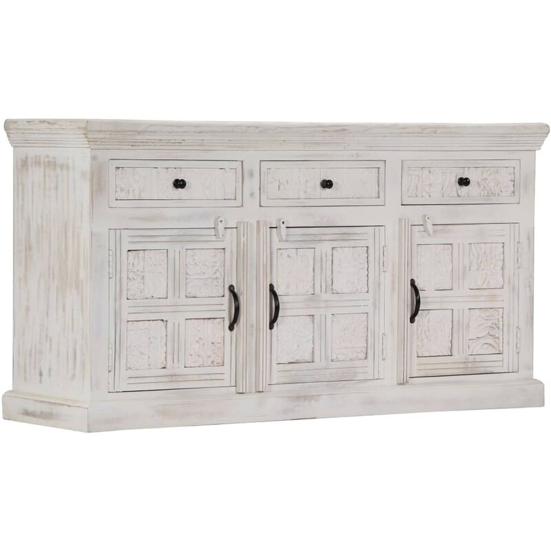 Credenza, Madia per salotto Moderna Bianca 140x40x74 cm in Legno Massello di Mango Vidaxl