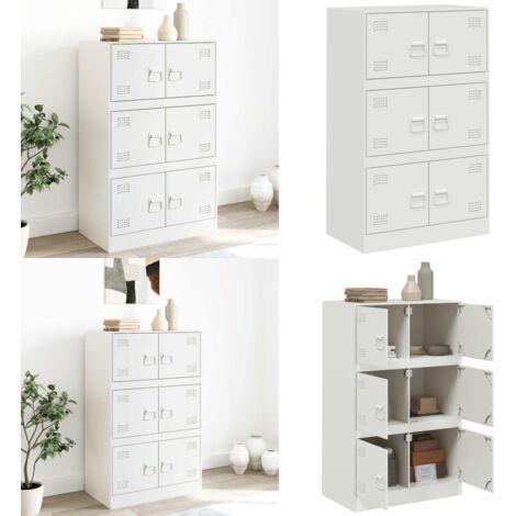Credenza Bianca 67x39x107 cm in Acciaio - Credenza bianca - Credenza con ante