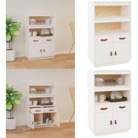 Credenza Bianca 67x40x108,5 cm in Legno Massello di Pino - Credenza in pino - Credenza in legno massello