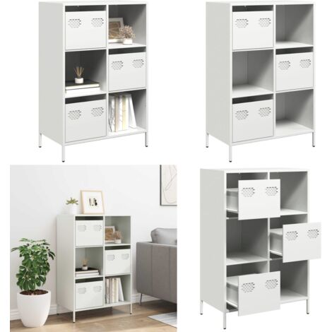 Credenza Bianca 68x39x103,5 cm in Acciaio - Credenza bianca - Credenza con cassetto