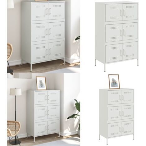 Credenza Bianca 68x39x113 cm in Acciaio - Credenza industriale - Credenza bianca