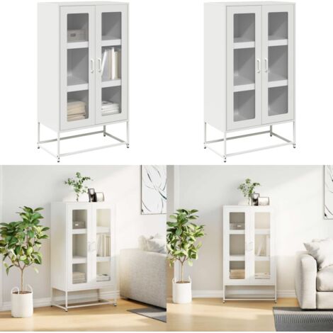 Credenza Bianca 68x39x123 cm in Acciaio - Credenza bianca - Credenza con ante