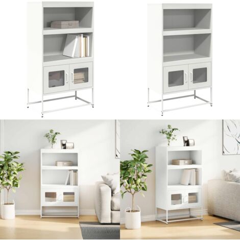 Credenza Bianca 68x39x123 cm in Acciaio - Credenza bianca - Credenza con ante