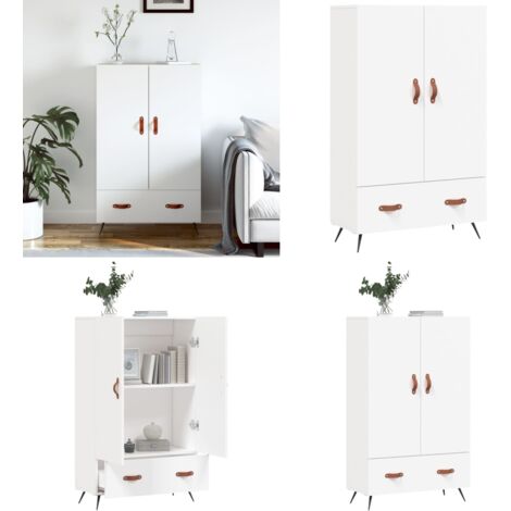 Credenza Bianca 69,5x31x115 cm in Legno Multistrato - Credenza moderna - Credenza in legno multistrato