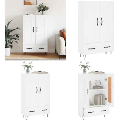 Credenza Bianca 69,5x31x115 cm in Legno Multistrato - Credenza moderna - Credenza in legno multistrato
