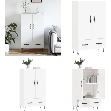Credenza Bianca 69,5x31x115 cm in Legno Multistrato - Credenza moderna - Credenza in legno multistrato