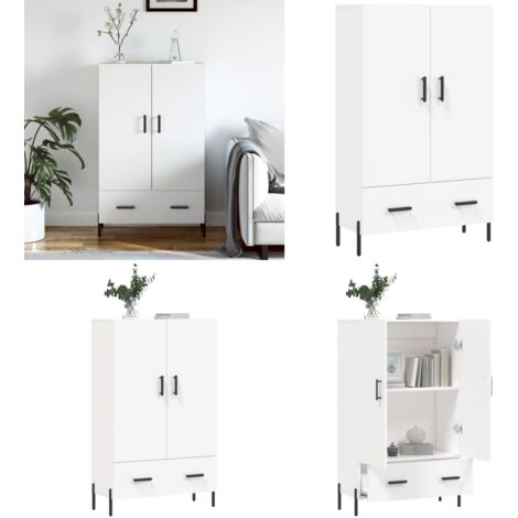 Credenza Bianca 69,5x31x115 cm in Legno Multistrato - Credenza moderna - Credenza in legno multistrato