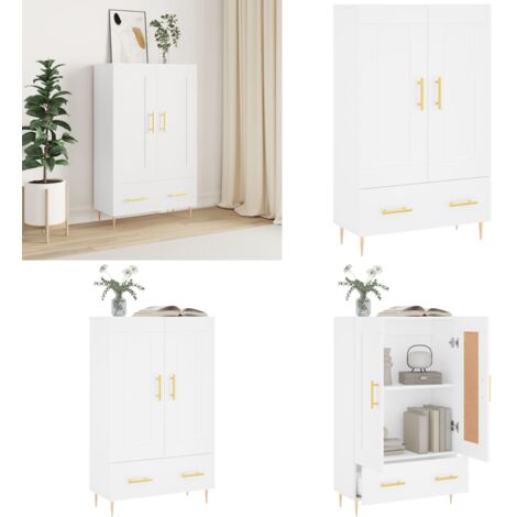 Credenza Bianca 69,5x31x115 cm in Legno Multistrato - Credenza moderna - Credenza in legno multistrato