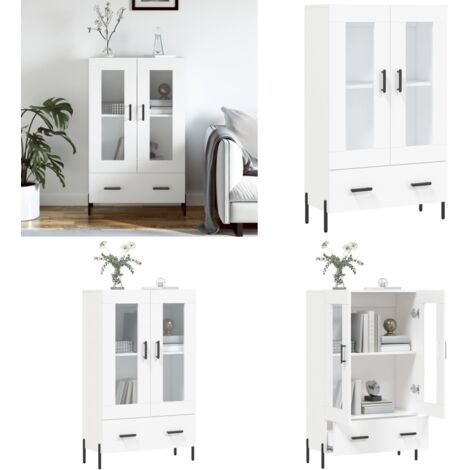 Credenza Bianca 69,5x31x115 cm in Legno Multistrato - Credenza moderna - Credenza in metallo