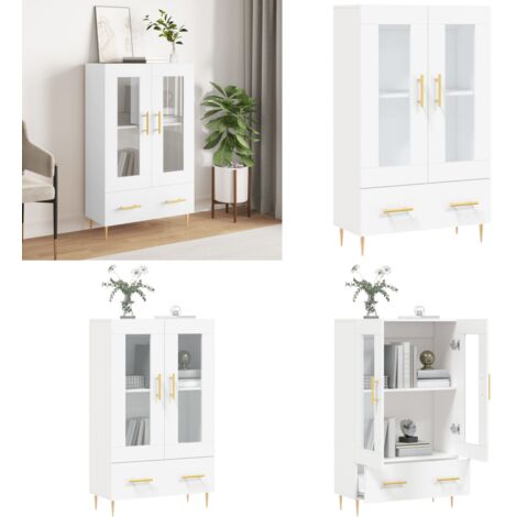 Credenza Bianca 69,5x31x115 cm in Legno Multistrato - Credenza moderna - Credenza in metallo