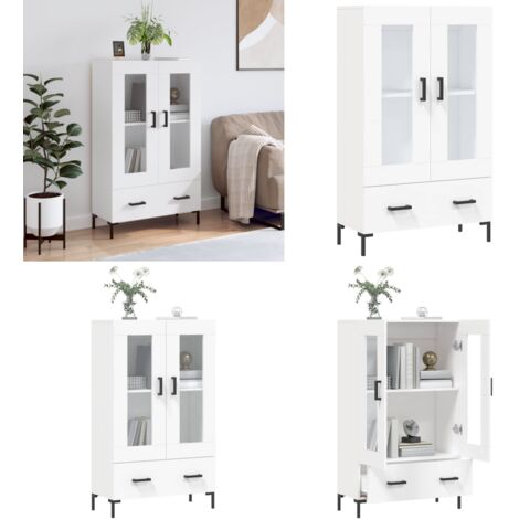 Credenza Bianca 69,5x31x115 cm in Legno Multistrato - Credenza moderna - Credenza in metallo