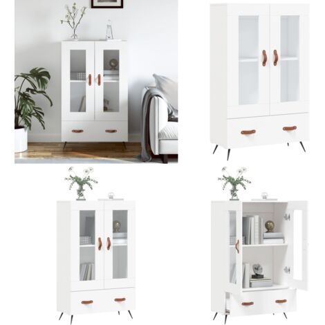 Credenza Bianca 69,5x31x115 cm in Legno Multistrato - Credenza moderna - Credenza in metallo