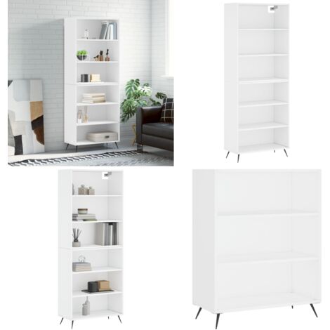 Credenza Bianca 69,5x32,5x180 cm Legno Multistrato - Credenza moderna - Credenza in legno multistrato