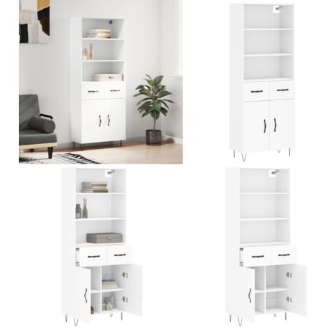 Credenza Bianca 69,5x34x180 cm in Legno Multistrato - Credenza bianca - Credenza moderna