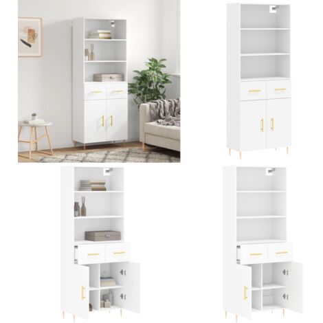 Credenza Bianca 69,5x34x180 cm in Legno Multistrato - Credenza bianca - Credenza moderna