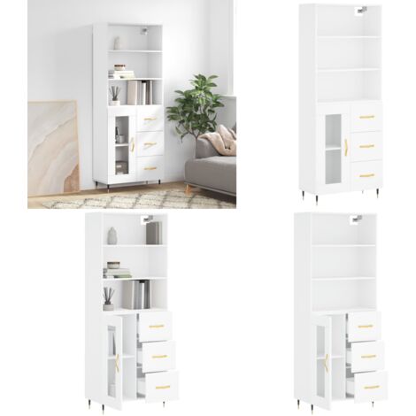 Credenza Bianca 69,5x34x180 cm in Legno Multistrato - Credenza bianca - Credenza moderna