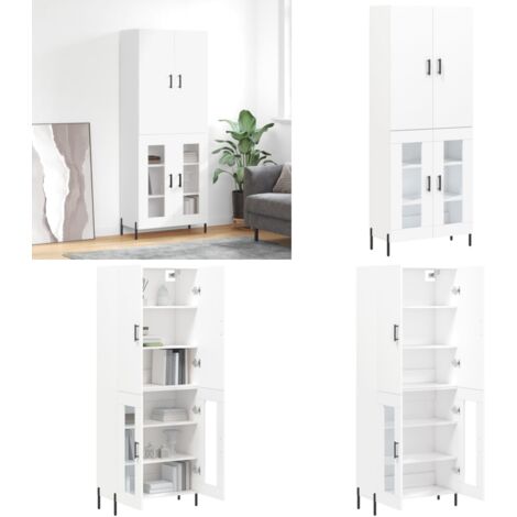 Credenza Bianca 69,5x34x180 cm in Legno Multistrato - Credenza bianca - Credenza moderna