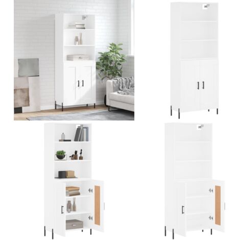 Credenza Bianca 69,5x34x180 cm in Legno Multistrato - Credenza bianca - Credenza moderna
