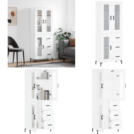 Credenza Bianca 69,5x34x180 cm in Legno Multistrato - Credenza bianca - Credenza moderna