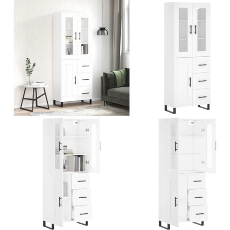 Credenza Bianca 69,5x34x180 cm in Legno Multistrato - Credenza bianca - Credenza moderna