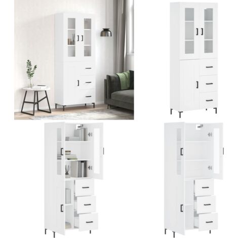 Credenza Bianca 69,5x34x180 cm in Legno Multistrato - Credenza bianca - Credenza moderna