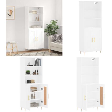 Credenza Bianca 69,5x34x180 cm in Legno Multistrato - Credenza bianca - Credenza moderna
