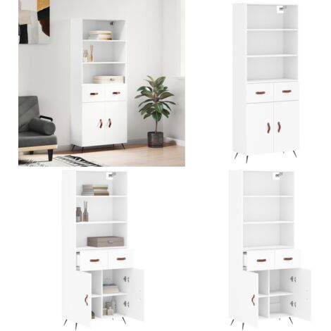 Credenza Bianca 69,5x34x180 cm in Legno Multistrato - Credenza bianca - Credenza moderna