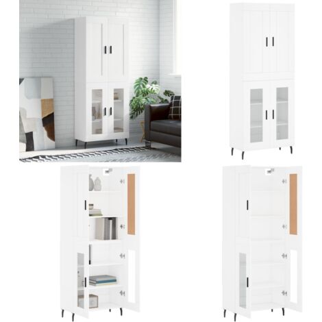 Credenza Bianca 69,5x34x180 cm in Legno Multistrato - Credenza bianca - Credenza moderna